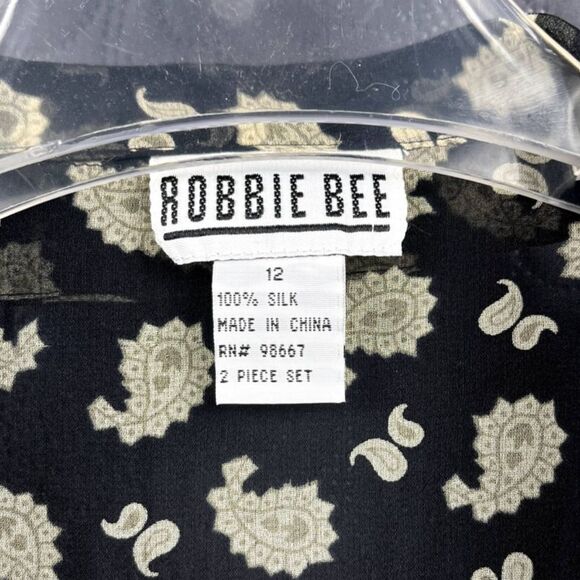 Vintage Robbie Bee Paisley Silk Button Up Shirt Retro Chic Cute SZ 12:Pre-Owned - Picture 4 of 5
